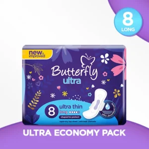 Butterfly Ultra-Thin Economy Pack Sanitary Packs Long 8 Pcs